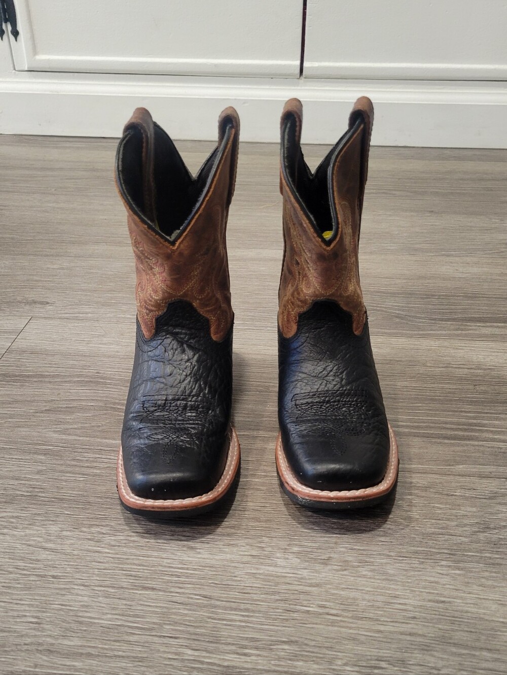 Dan Post Black and Brown Square Toe Western Cowboy Boots Size 11.5